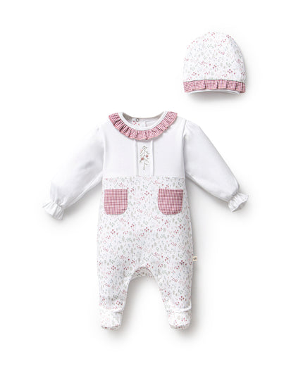 Pink Gingham Flower Ruffle Set