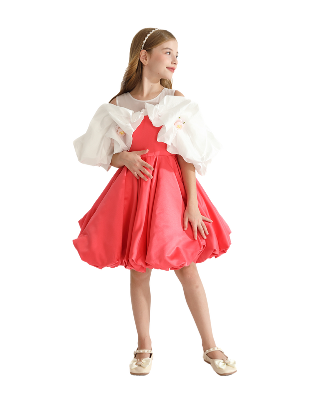 Red Silhouette White Sleeve Isadora Dress
