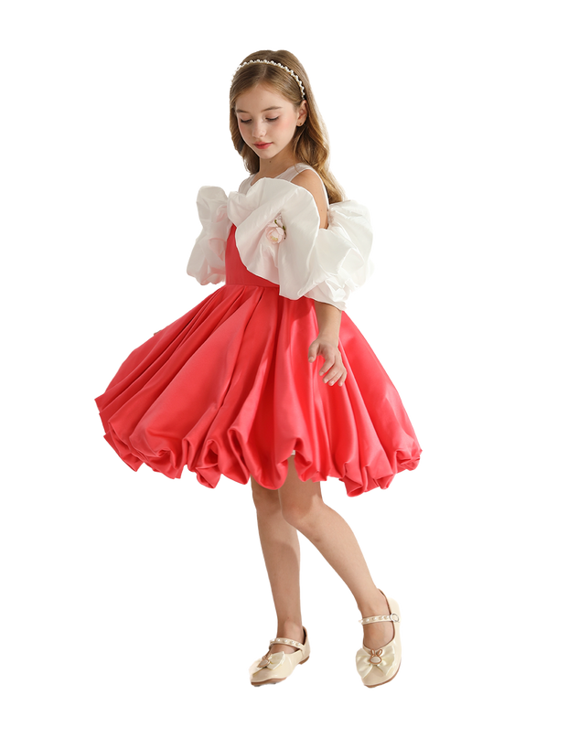 Red Silhouette White Sleeve Isadora Dress