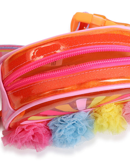 Orange Pom Pom Applique Belt Bag