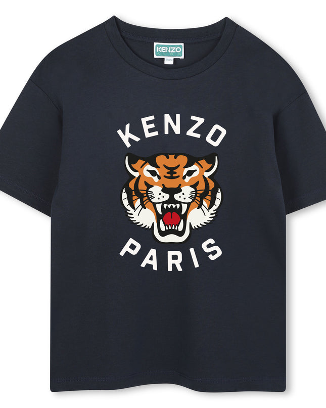 Kids Atelier-Kenzo-Tiger Navy Short Sleeve t-Shirt