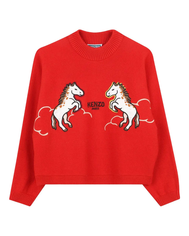 kids atelier kenzo 'Lunar New Year' Embroidered Sweatshirt in French Terry