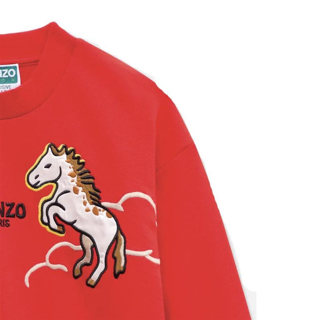 kids atelier kenzo 'Lunar New Year' Embroidered Sweatshirt in French Terry