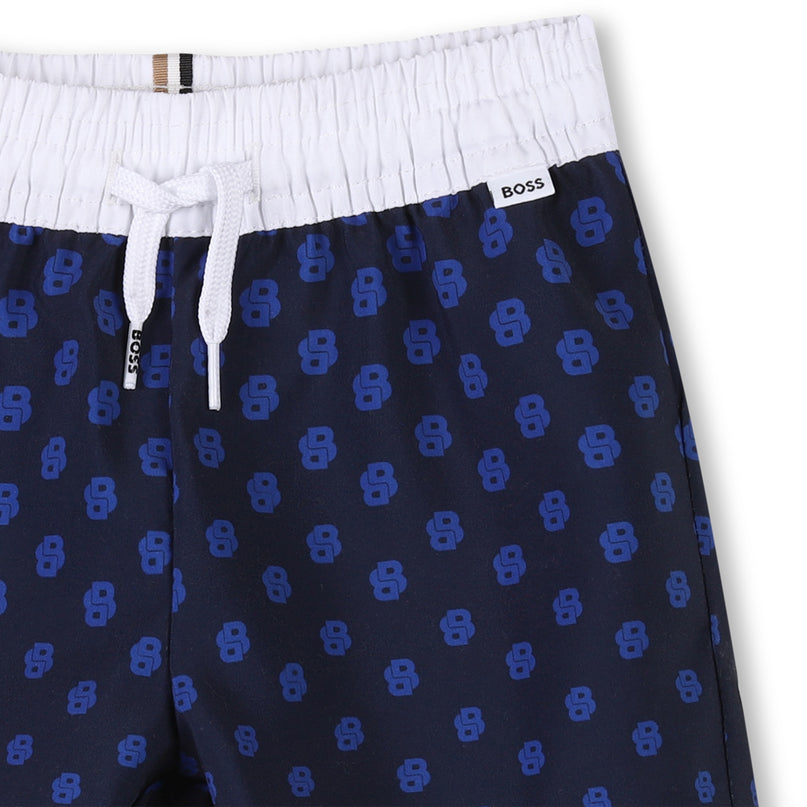 Navy Pattern Swim Shorts