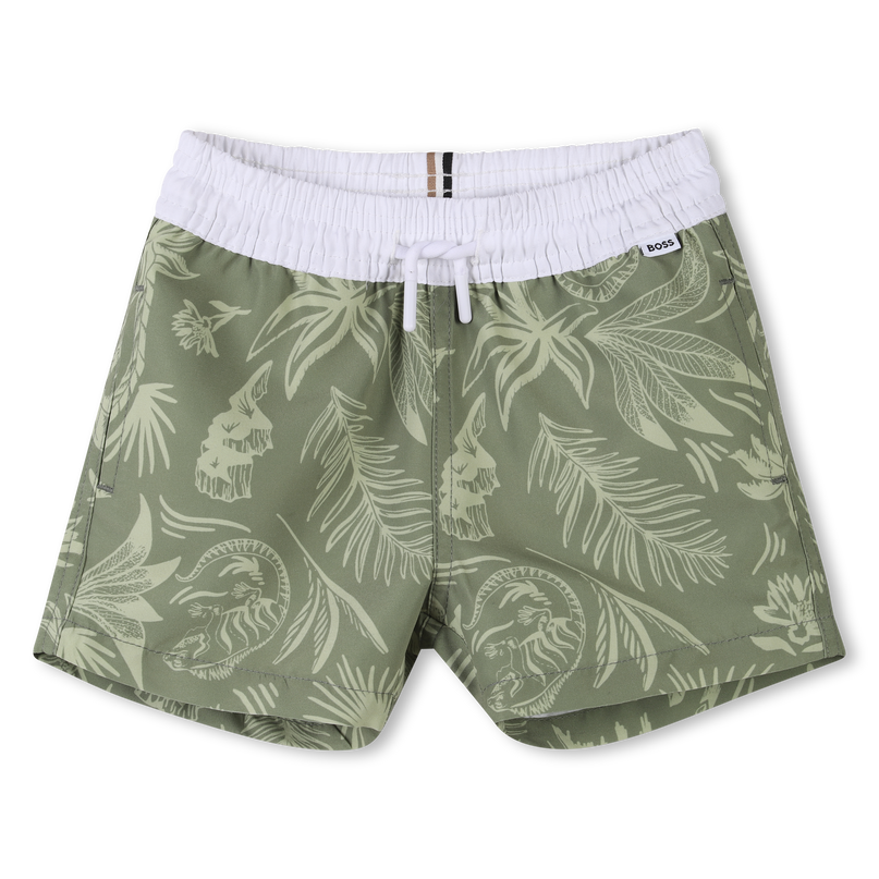 Dark Green Tropical Swim Shorts