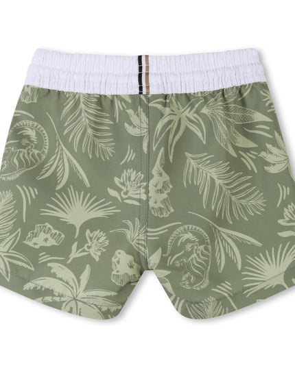Dark Green Tropical Swim Shorts