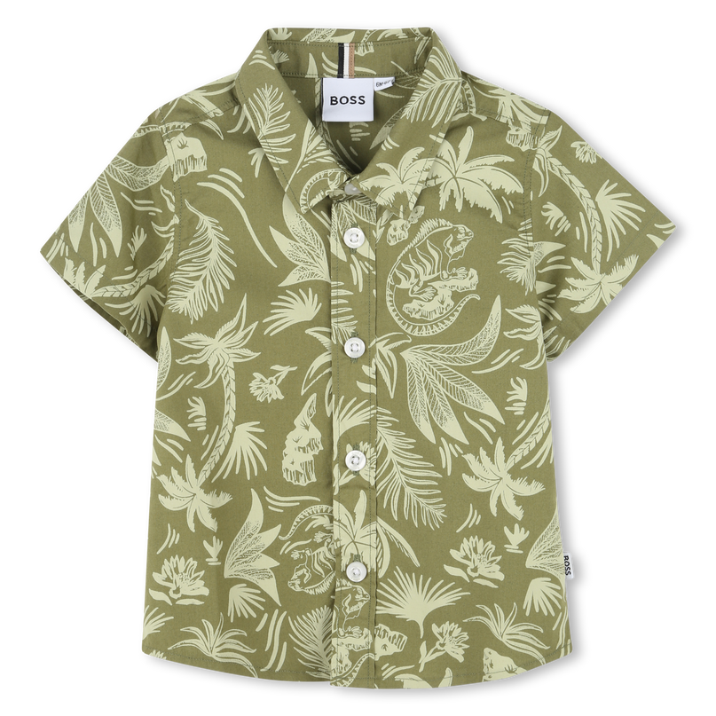 Dark Green Short Sleeve Palm Shirt