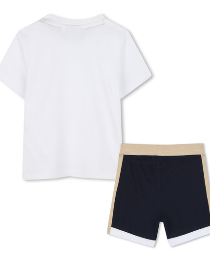 White Shirt Colorblock Shorts Textile Set