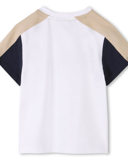 Beige Colorblock Textile Shorts Set