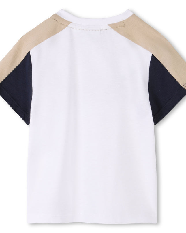 Beige Colorblock Textile Shorts Set
