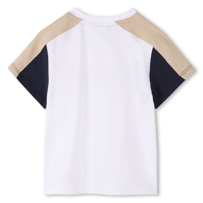 Beige Colorblock Textile Shorts Set