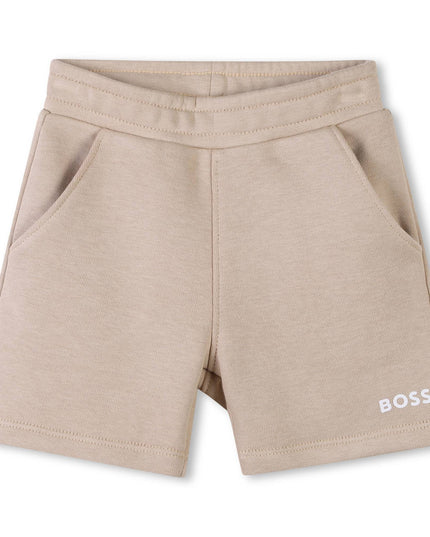 Beige Colorblock Textile Shorts Set