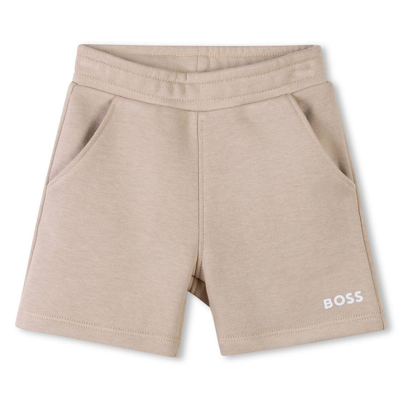 Beige Colorblock Textile Shorts Set