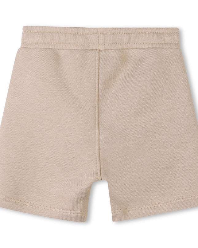 Beige Colorblock Textile Shorts Set