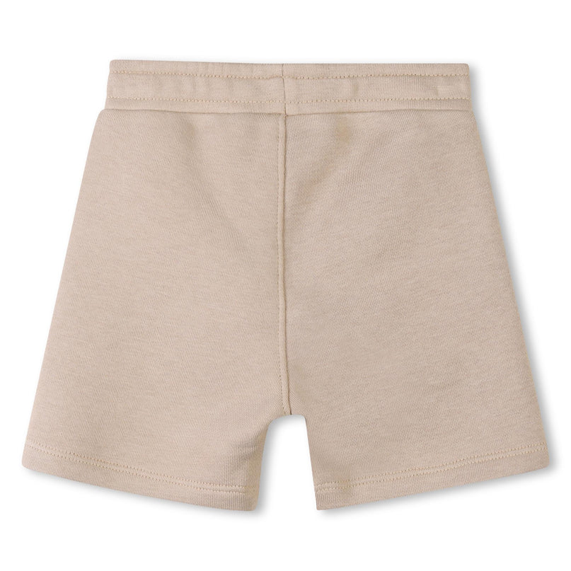 Beige Colorblock Textile Shorts Set