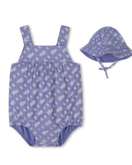 Blue Patterned All In One Hat Set