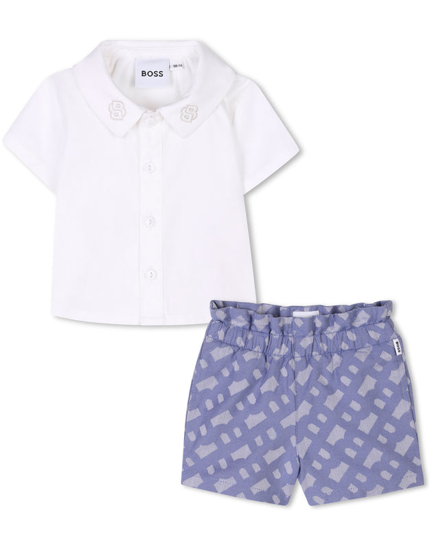 White Shirt & Indigo Shorts Set