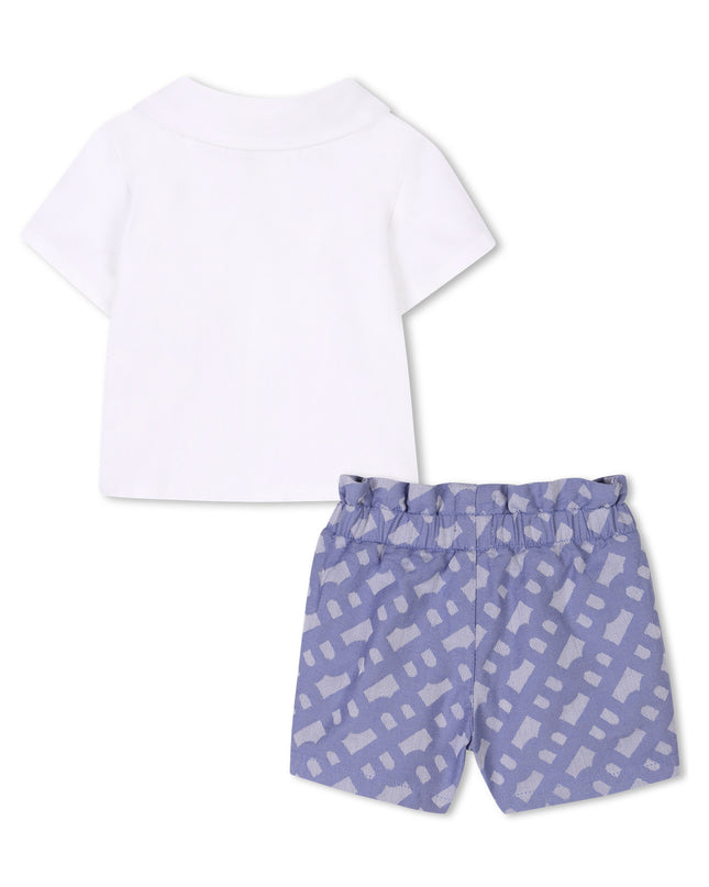 White Shirt & Indigo Shorts Set