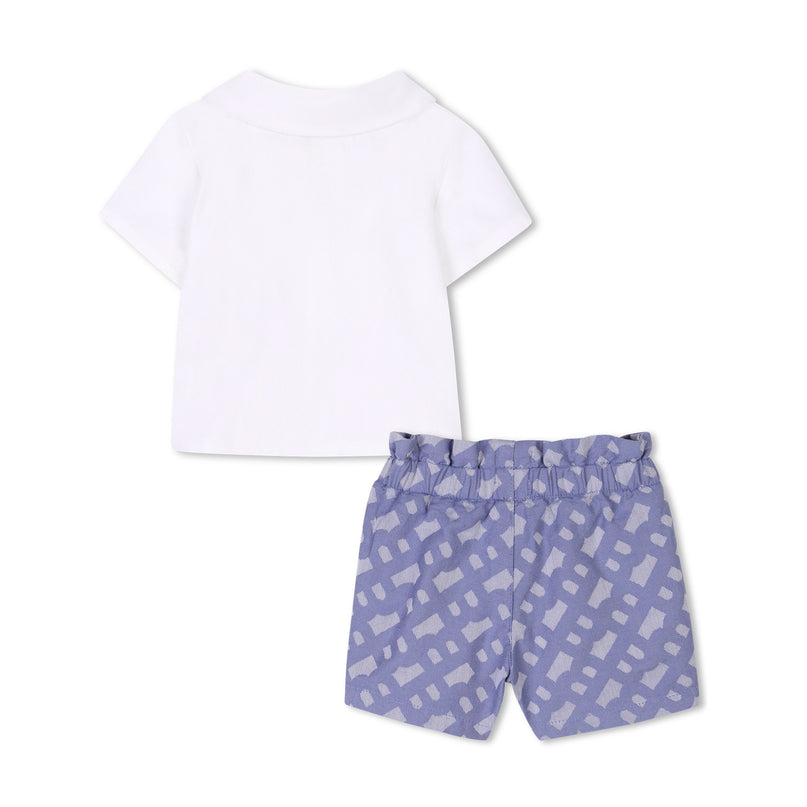 White Shirt & Indigo Shorts Set