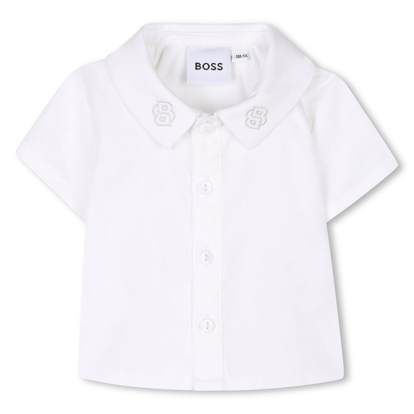 White Shirt & Indigo Shorts Set