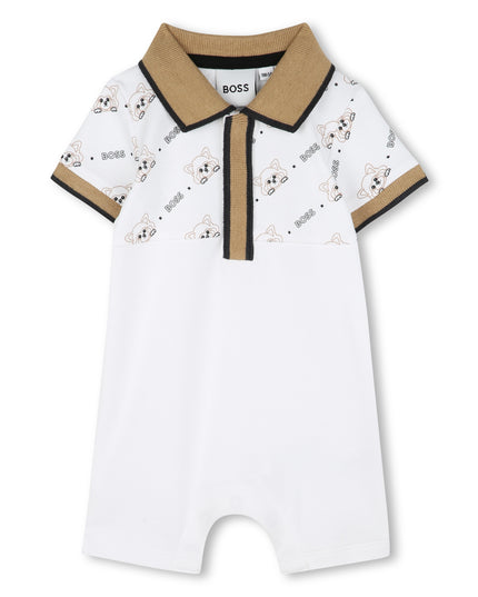 Beige Colorblock Logo Shortie