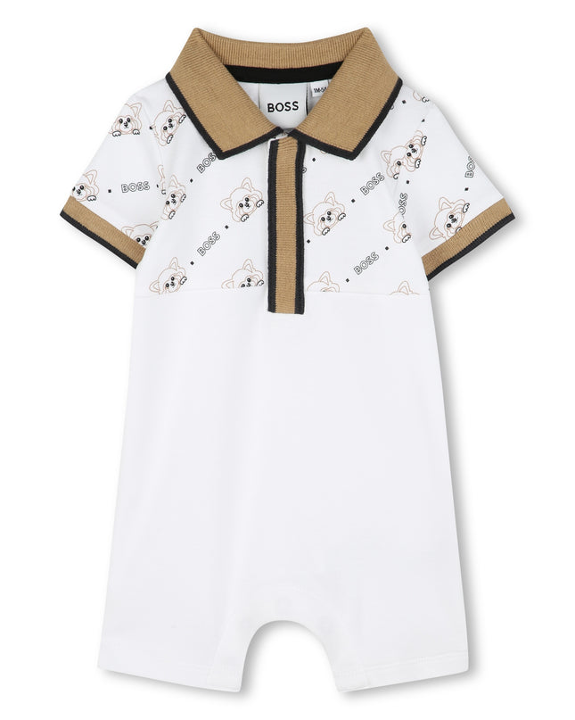 Beige Colorblock Logo Shortie