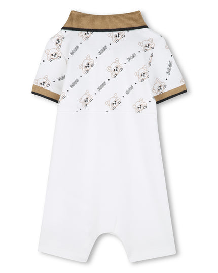 Beige Colorblock Logo Shortie