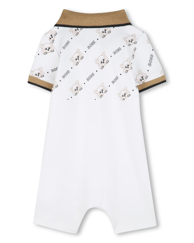 Beige Colorblock Logo Shortie