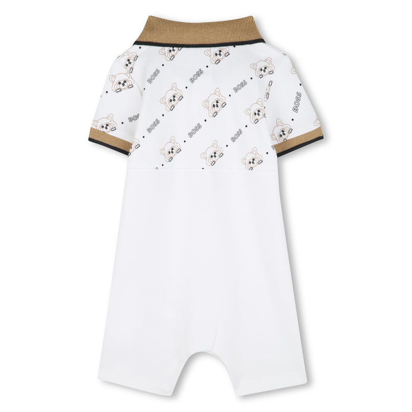 Beige Colorblock Logo Shortie