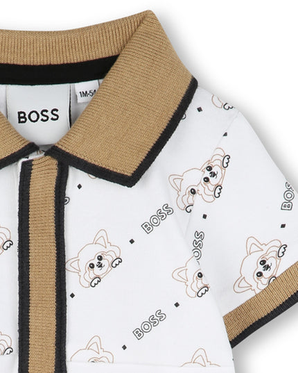 Beige Colorblock Logo Shortie