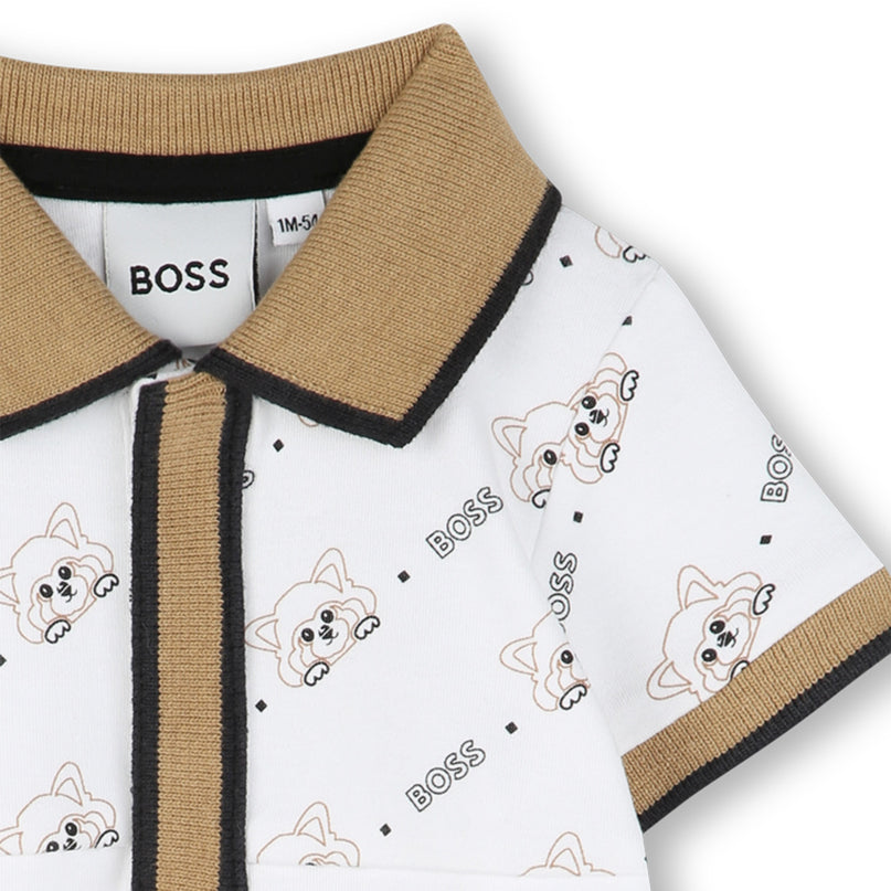 Beige Colorblock Logo Shortie