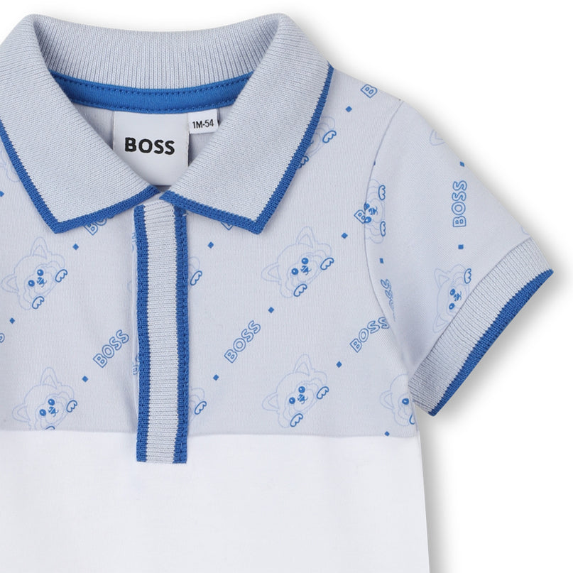 Pale Blue Logo White Shortie