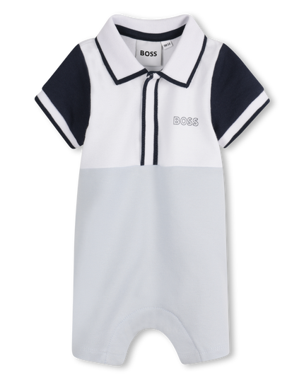 Pale Blue Collared Baseball Shortie