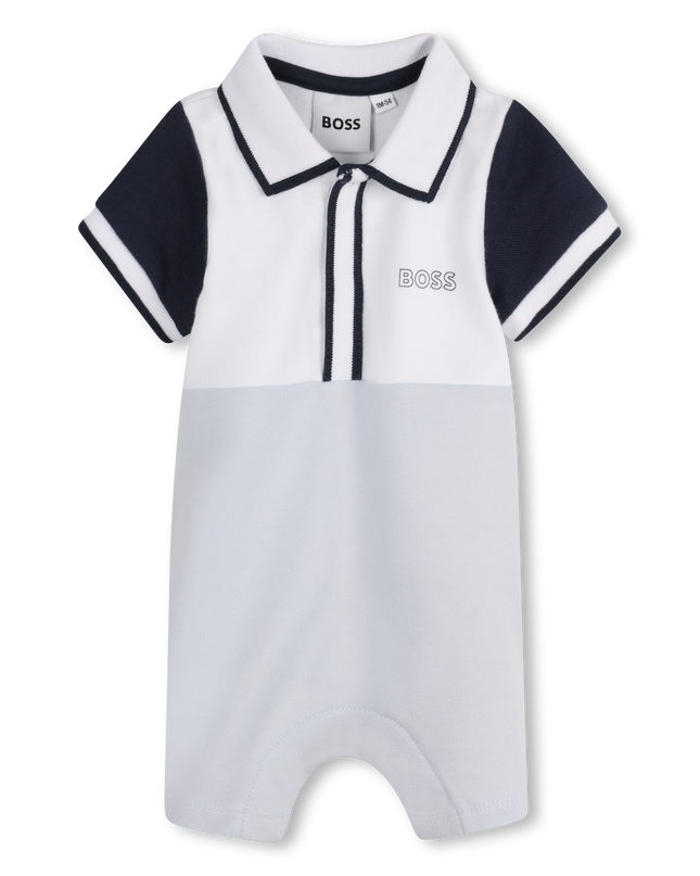Pale Blue Collared Baseball Shortie