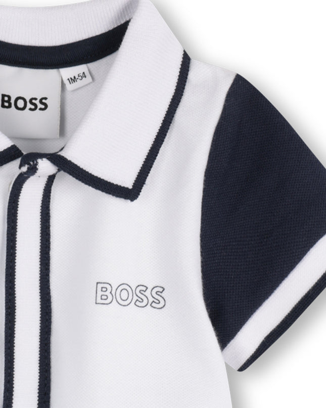Pale Blue Collared Baseball Shortie