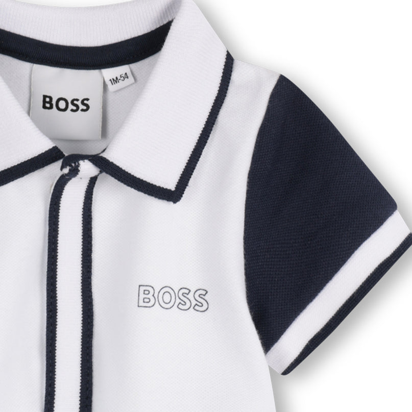 Pale Blue Collared Baseball Shortie