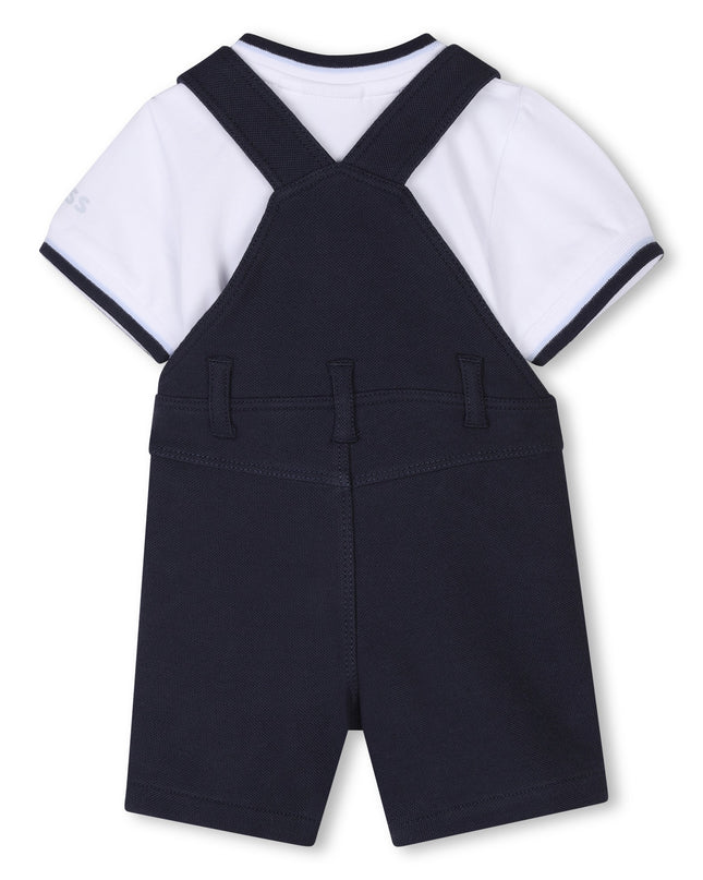 Navy Logo Dungarees Set