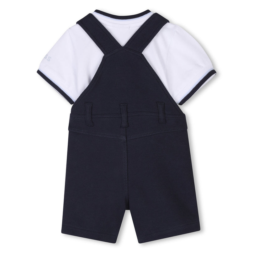 Navy Logo Dungarees Set