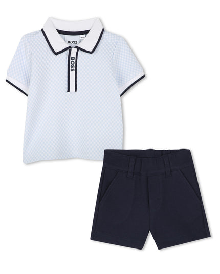 Pale Blue Polo Shorts Set