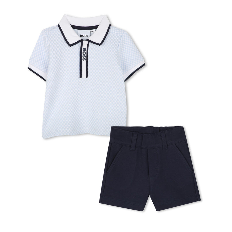 Pale Blue Polo Shorts Set