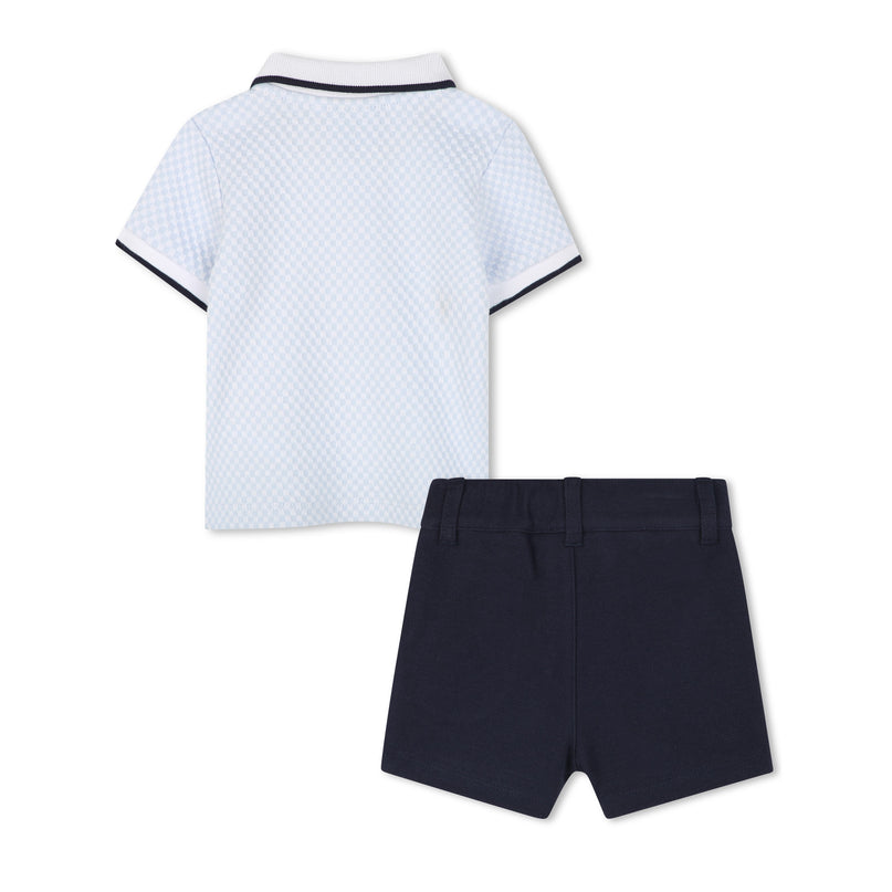 Pale Blue Polo Shorts Set