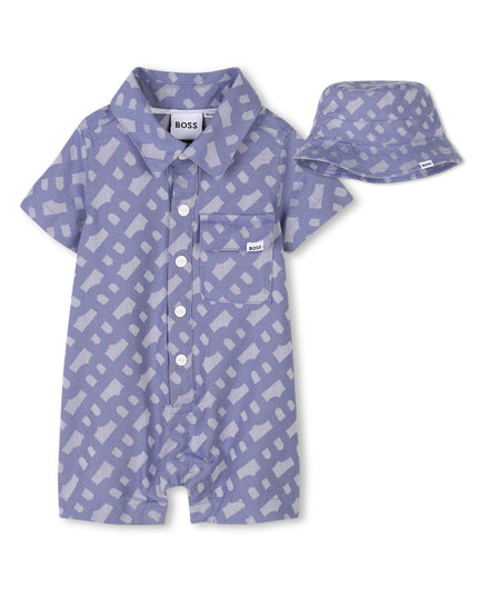 Blue Patterned All-in-One Bucket Hat Set