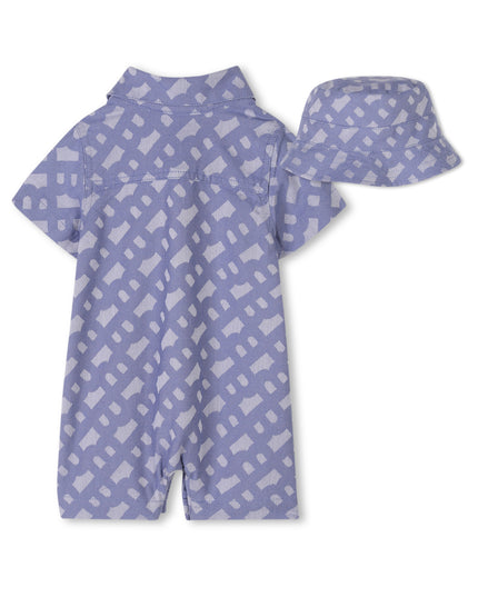 Blue Patterned All-in-One Bucket Hat Set