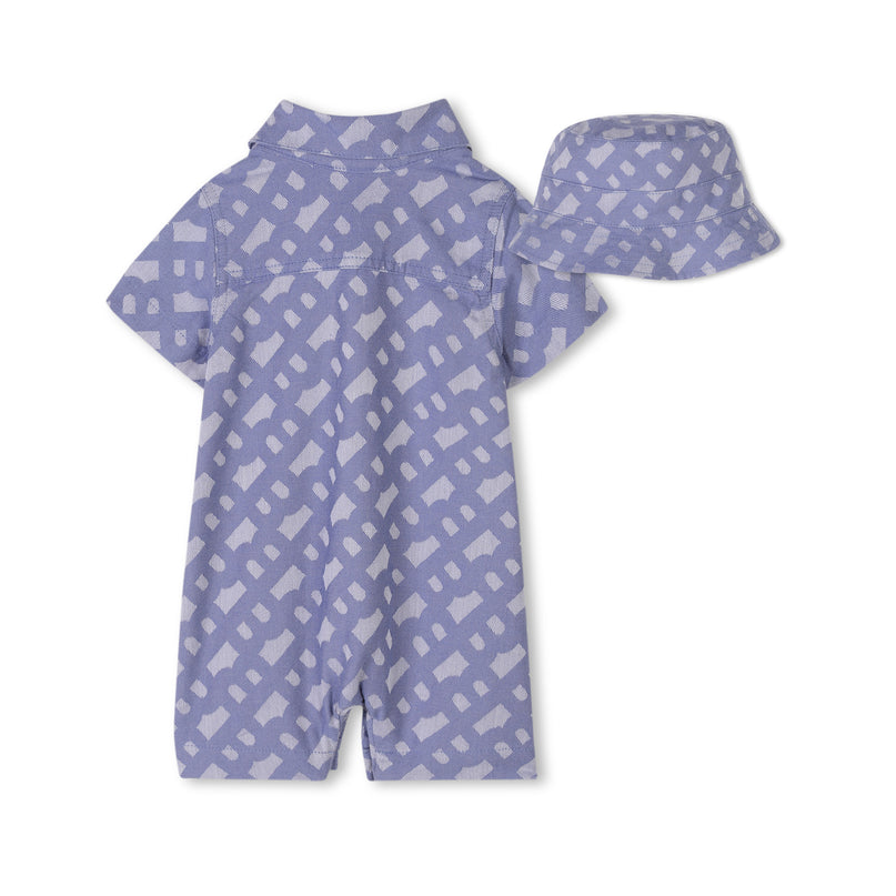Blue Patterned All-in-One Bucket Hat Set