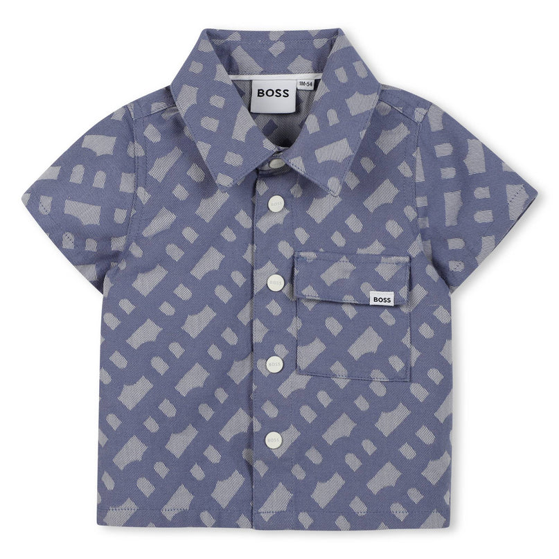 Blue Jacquard Monogram Shorts Set