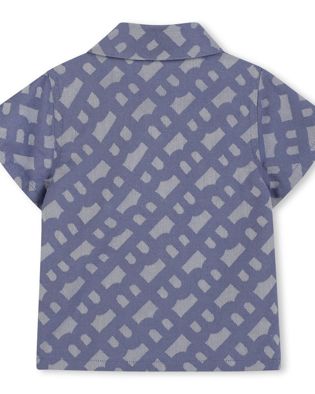Blue Jacquard Monogram Shorts Set