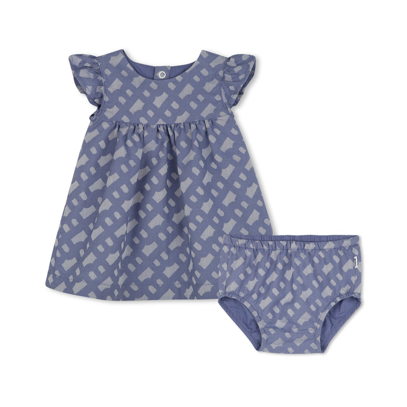 Blue Patterned Dress and Bloomers Set