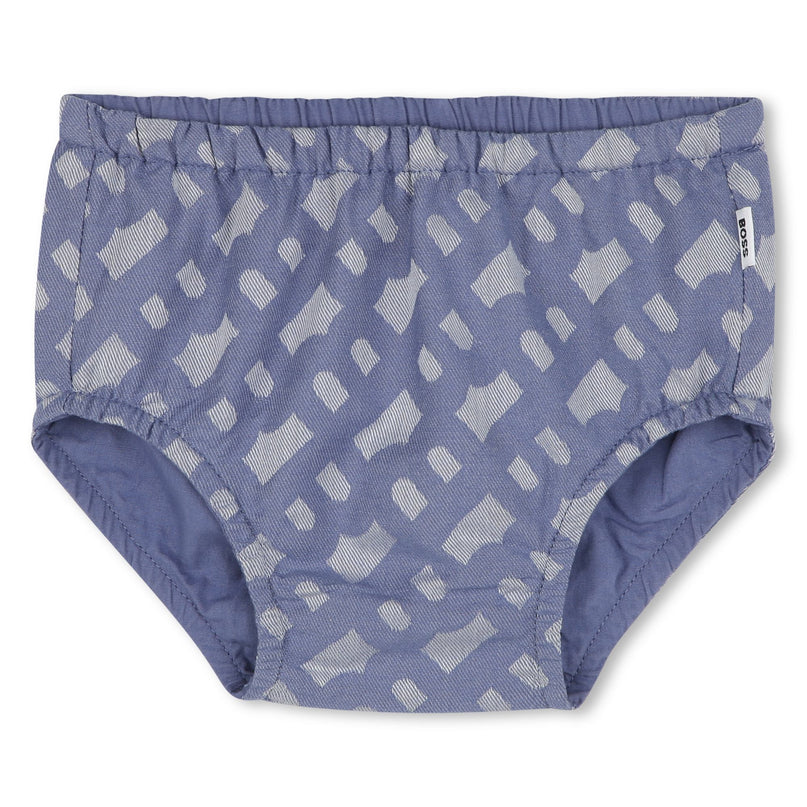 Blue Patterned Dress and Bloomers Set