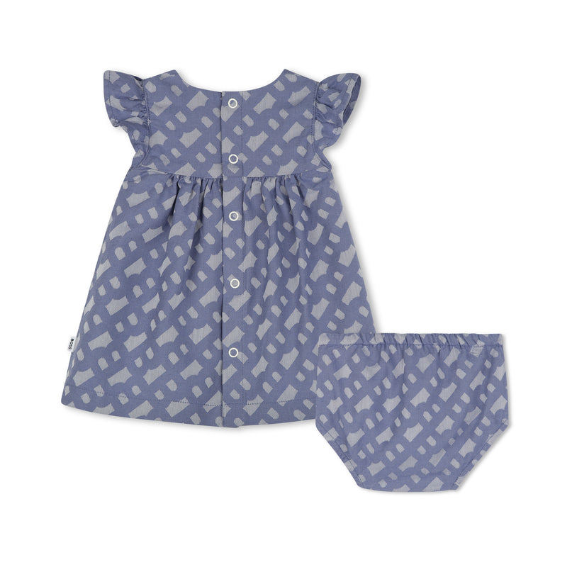 Blue Patterned Dress and Bloomers Set