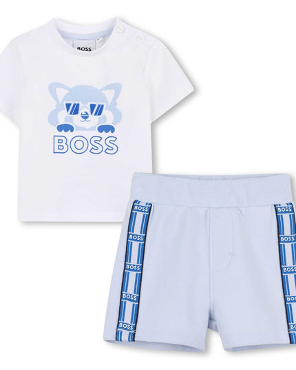 White Cat-Bear Shorts Set